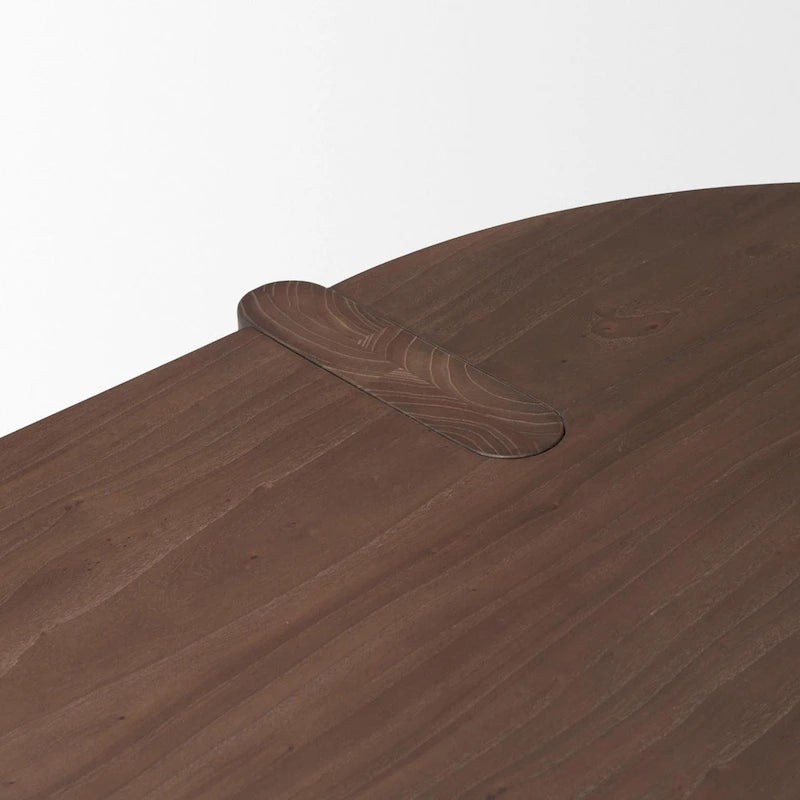 Sohan Dark Elm Wood Oval Dining Table - 91.0L x 38.0W x 30.0H 5