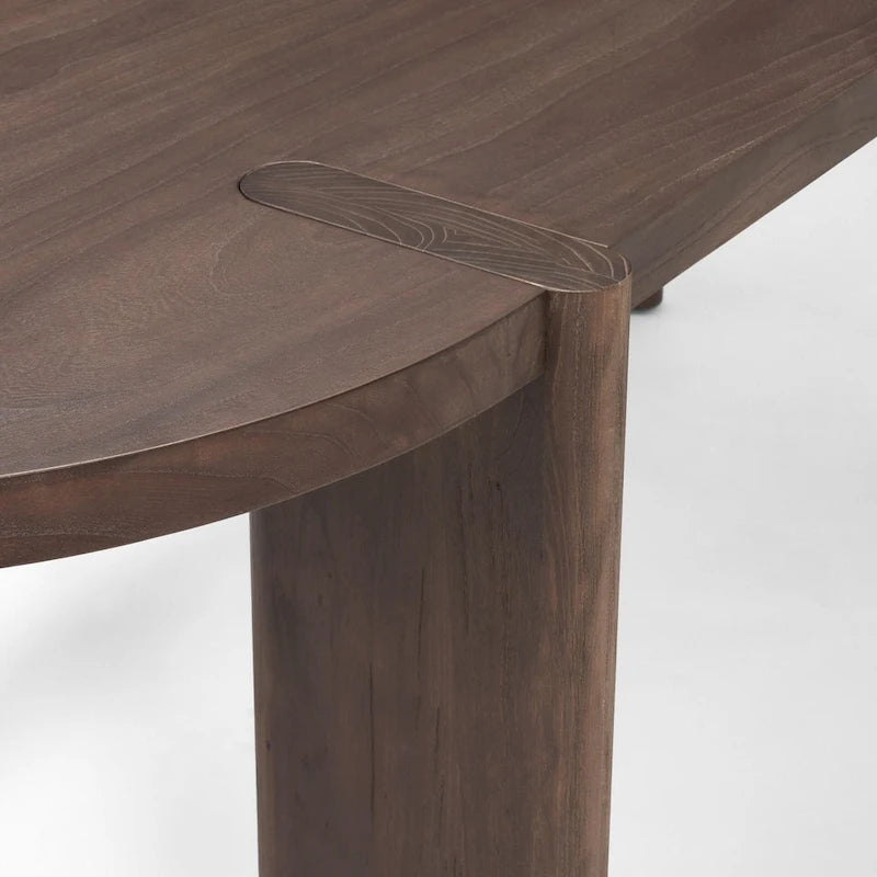 Sohan Dark Elm Wood Oval Dining Table - 91.0L x 38.0W x 30.0H 6