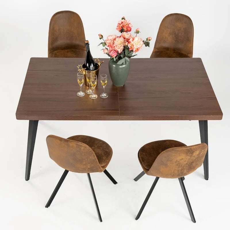 HomyLin 63-inch Dining Table Rectangular for 4-6 with Wooden Top and Metal Legs 4