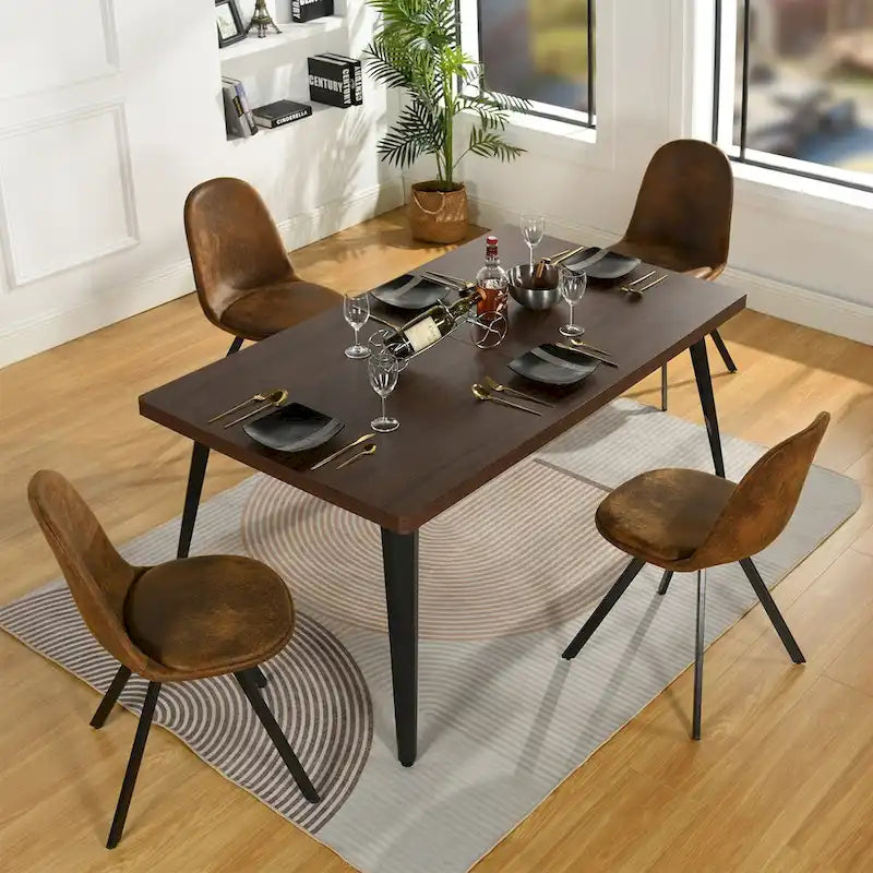 HomyLin 63-inch Dining Table Rectangular for 4-6 with Wooden Top and Metal Legs 5