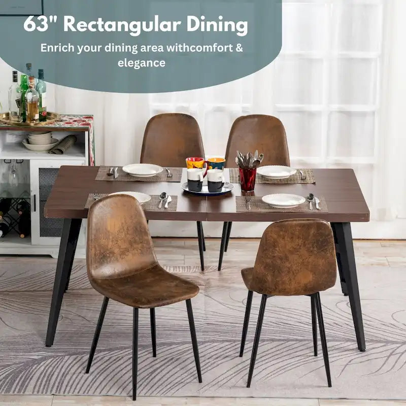 HomyLin 63-inch Dining Table Rectangular for 4-6 with Wooden Top and Metal Legs 6
