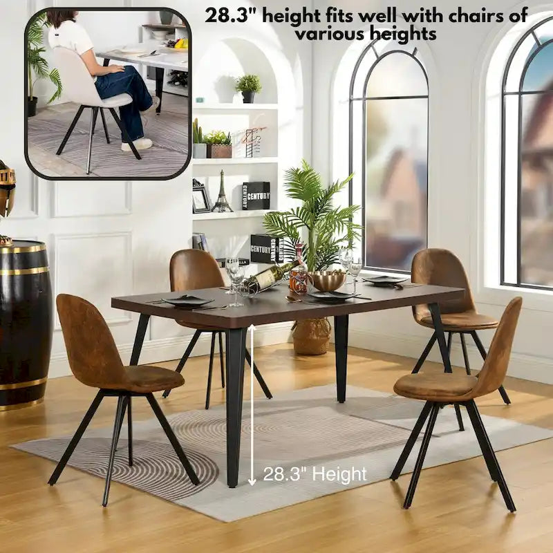 HomyLin 63-inch Dining Table Rectangular for 4-6 with Wooden Top and Metal Legs 7