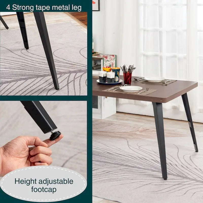 HomyLin 63-inch Dining Table Rectangular for 4-6 with Wooden Top and Metal Legs 10