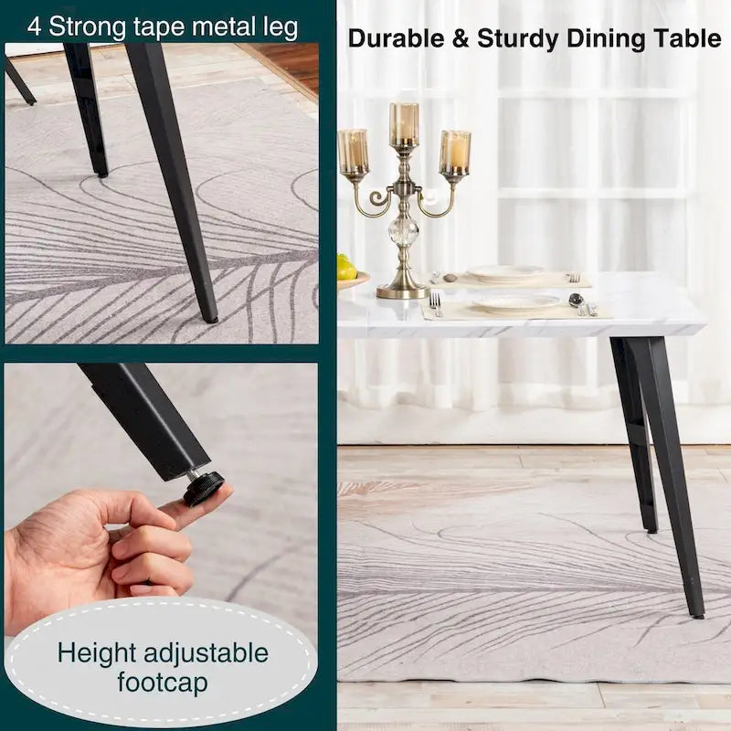 HomyLin 63-inch Dining Table Rectangular for 4-6 with Wooden Top and Metal Legs 22