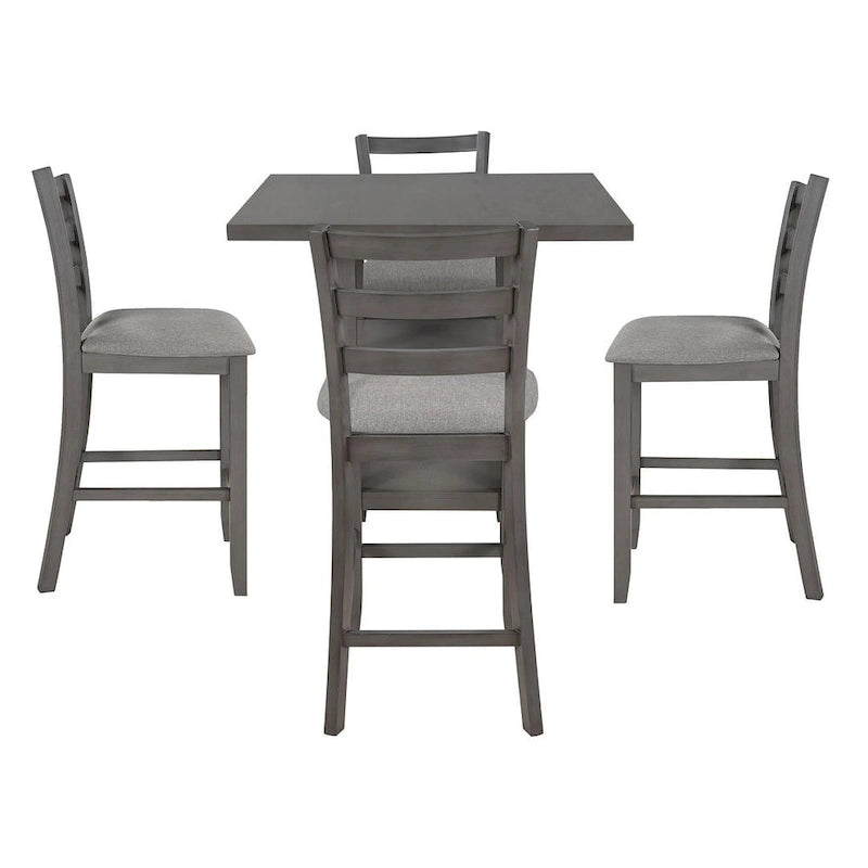 5 PCS Wooden Counter Height Dining Set with Padded Chairs and Storage Shelving 23