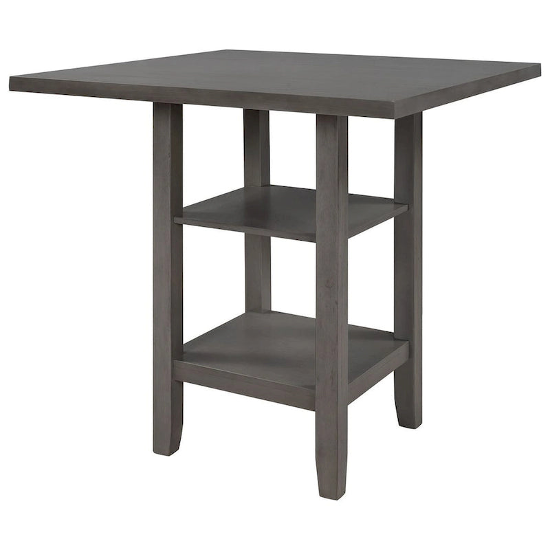 5 PCS Wooden Counter Height Dining Set with Padded Chairs and Storage Shelving 24