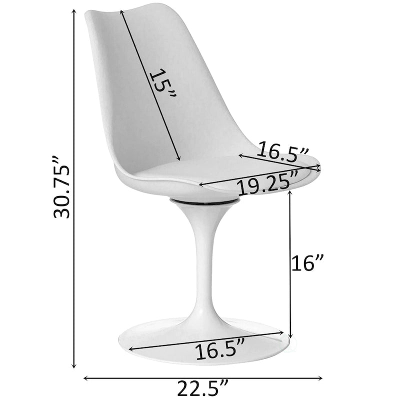 Mid-Century Modern Swivel Tulip Side Chair with Comfortable Cushioned Seat, White Polypropylene Accent Side Chair 6