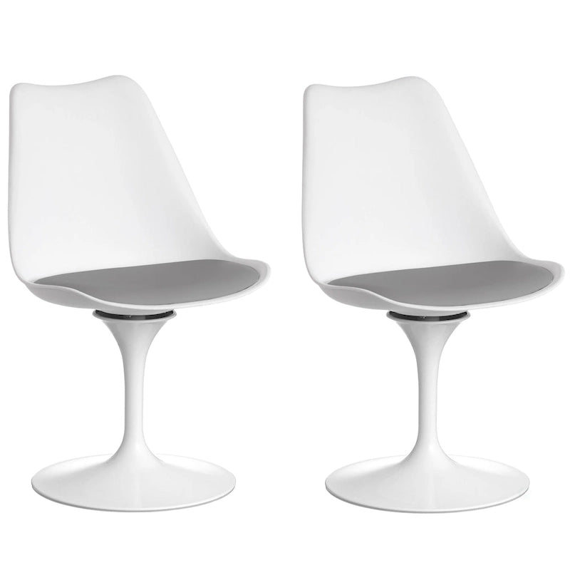 Mid-Century Modern Swivel Tulip Side Chair with Comfortable Cushioned Seat, White Polypropylene Accent Side Chair 9