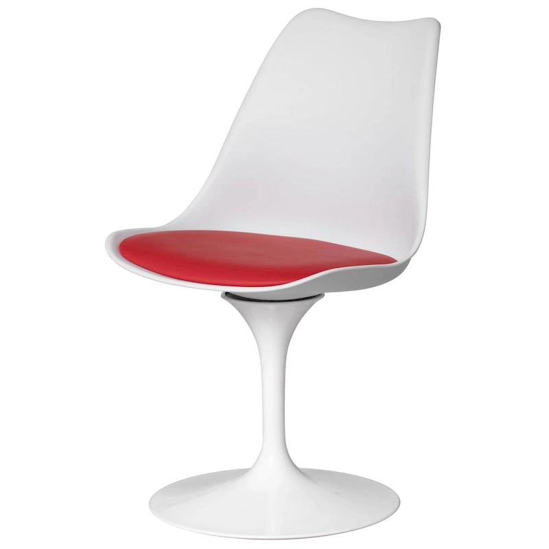Mid-Century Modern Swivel Tulip Side Chair with Comfortable Cushioned Seat, White Polypropylene Accent Side Chair 10
