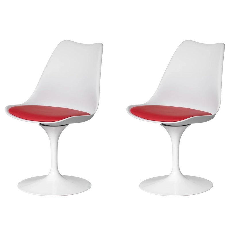 Mid-Century Modern Swivel Tulip Side Chair with Comfortable Cushioned Seat, White Polypropylene Accent Side Chair 11