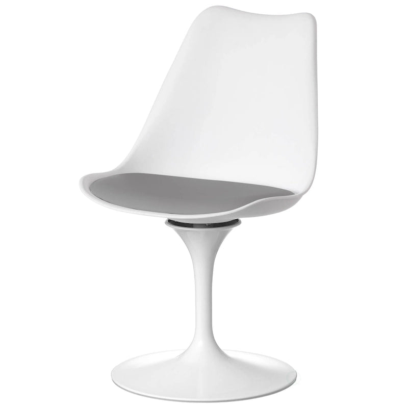 Mid-Century Modern Swivel Tulip Side Chair with Comfortable Cushioned Seat, White Polypropylene Accent Side Chair 12