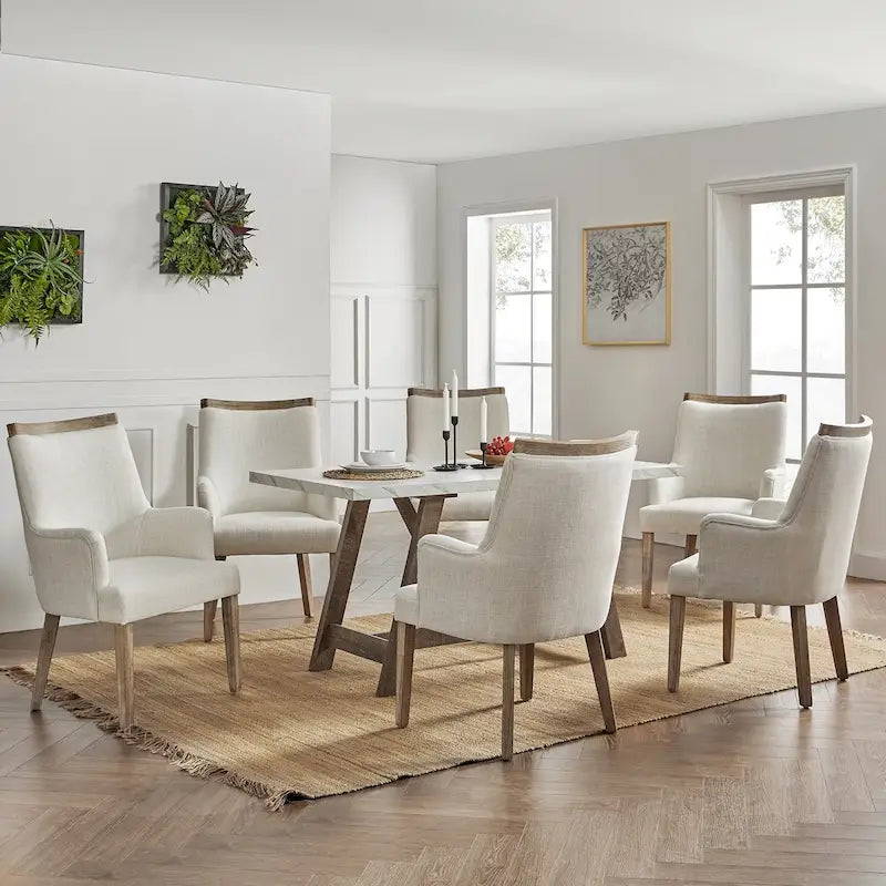 Albert Farmhouse Upholstered Solid Wood Dining Chair Set of 6 by HULALA HOME 23