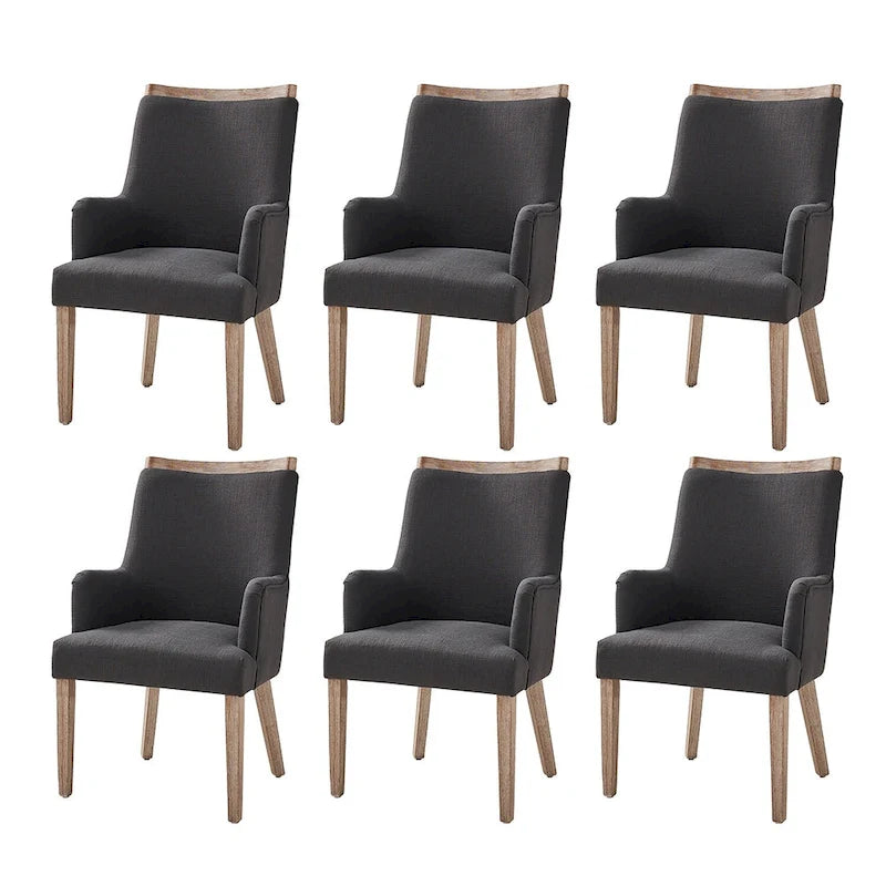 Albert Farmhouse Upholstered Solid Wood Dining Chair Set of 6 by HULALA HOME 5