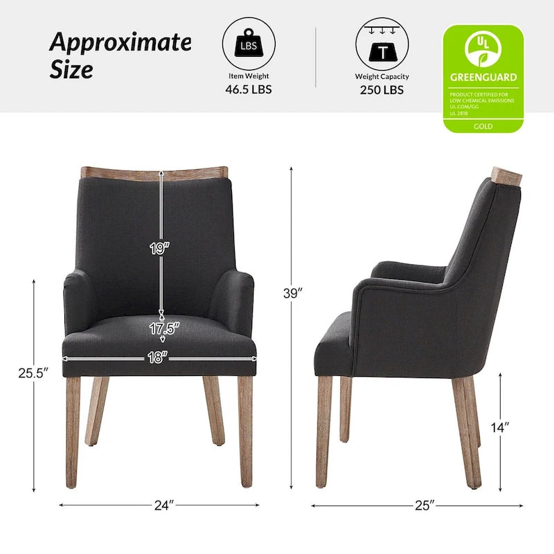 Albert Farmhouse Upholstered Solid Wood Dining Chair Set of 6 by HULALA HOME 9