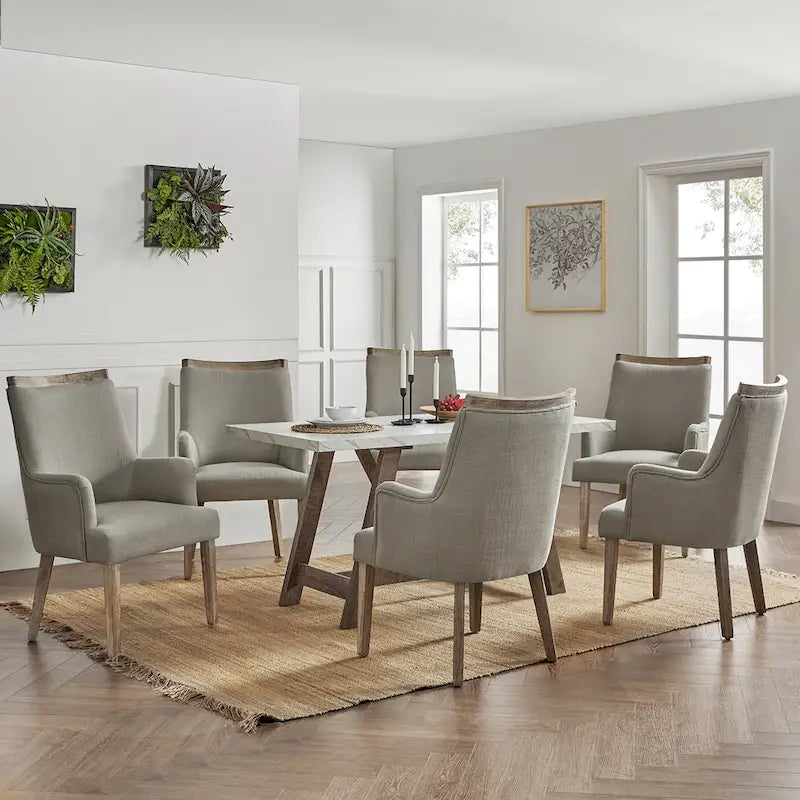 Albert Farmhouse Upholstered Solid Wood Dining Chair Set of 6 by HULALA HOME 12