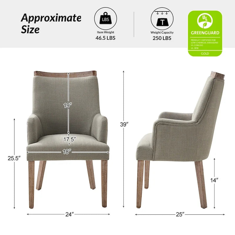 Albert Farmhouse Upholstered Solid Wood Dining Chair Set of 6 by HULALA HOME 17