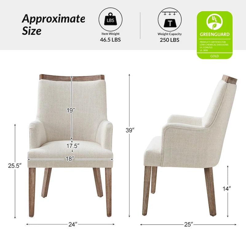 Albert Farmhouse Upholstered Solid Wood Dining Chair Set of 6 by HULALA HOME 21