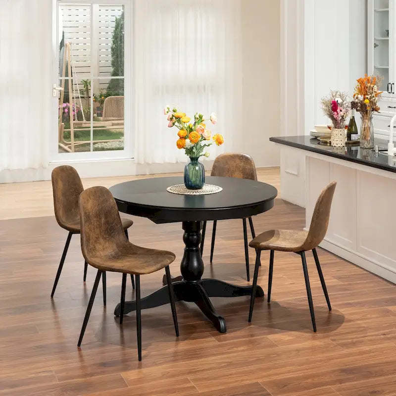 HomyLin Dining Chairs Set of 4 Suede Side Accent Chairs with Black Metal Legs 14