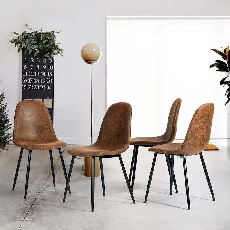 HomyLin Dining Chairs Set of 4 Suede Side Accent Chairs with Black Metal Legs 2