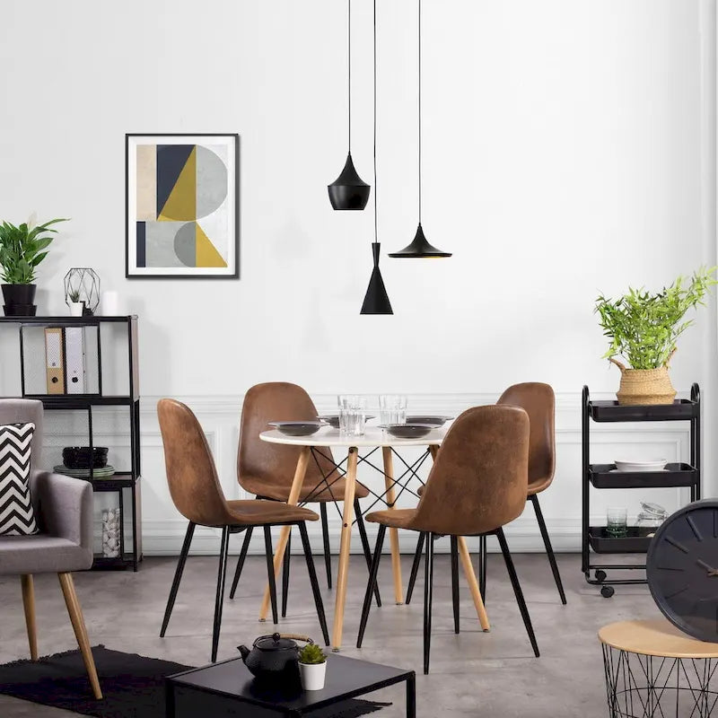 HomyLin Dining Chairs Set of 4 Suede Side Accent Chairs with Black Metal Legs 3