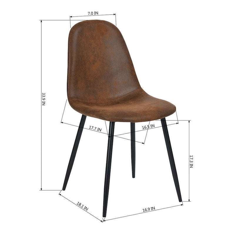HomyLin Dining Chairs Set of 4 Suede Side Accent Chairs with Black Metal Legs 4