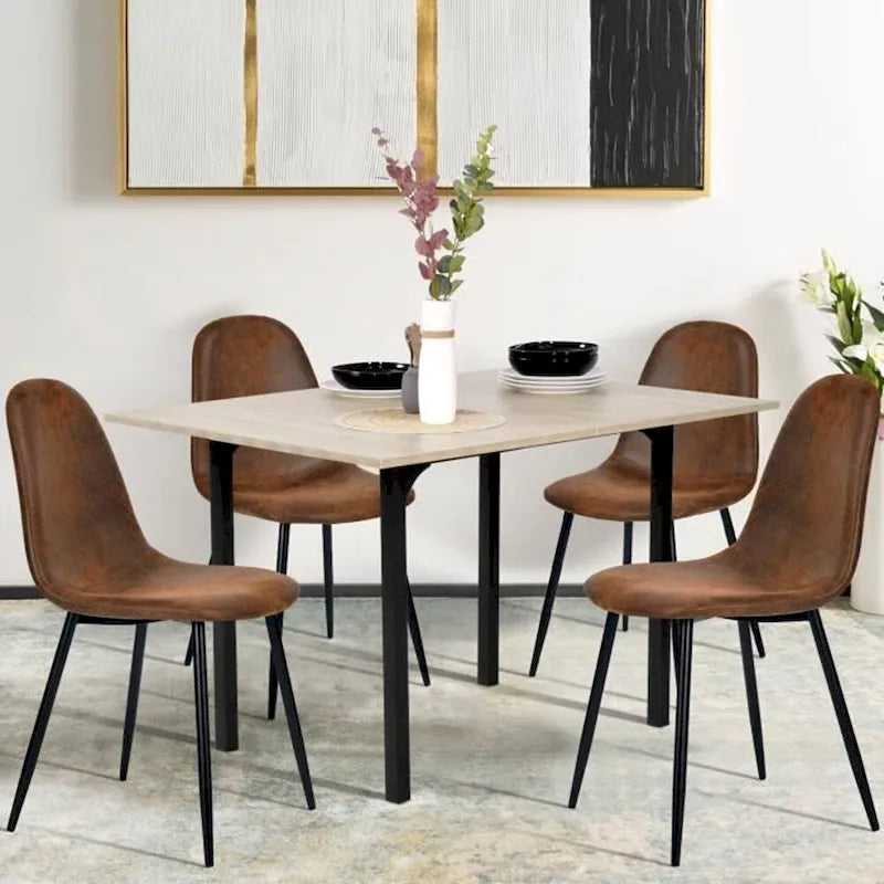 HomyLin Dining Chairs Set of 4 Suede Side Accent Chairs with Black Metal Legs 5