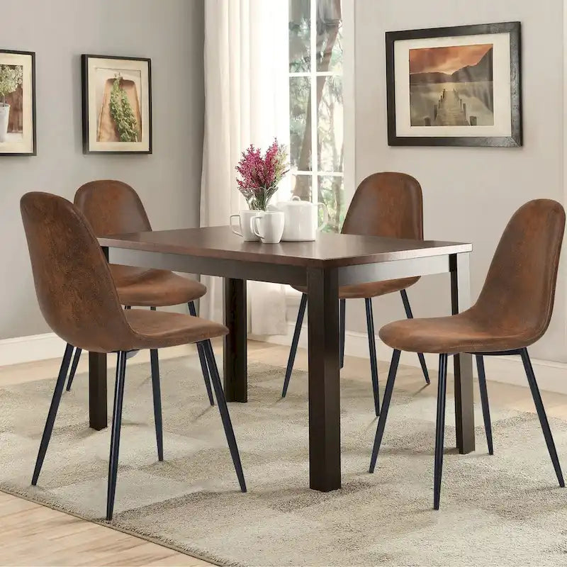 HomyLin Dining Chairs Set of 4 Suede Side Accent Chairs with Black Metal Legs 6