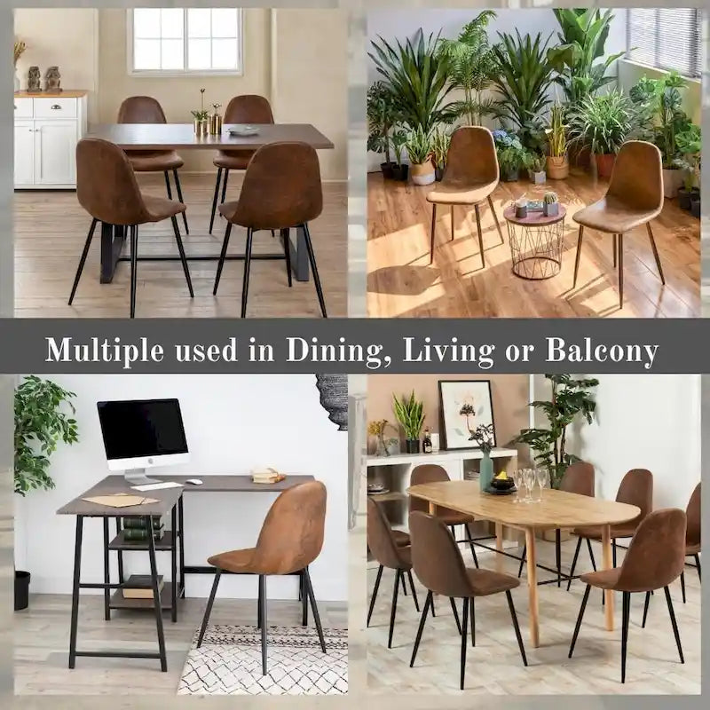 HomyLin Dining Chairs Set of 4 Suede Side Accent Chairs with Black Metal Legs 9