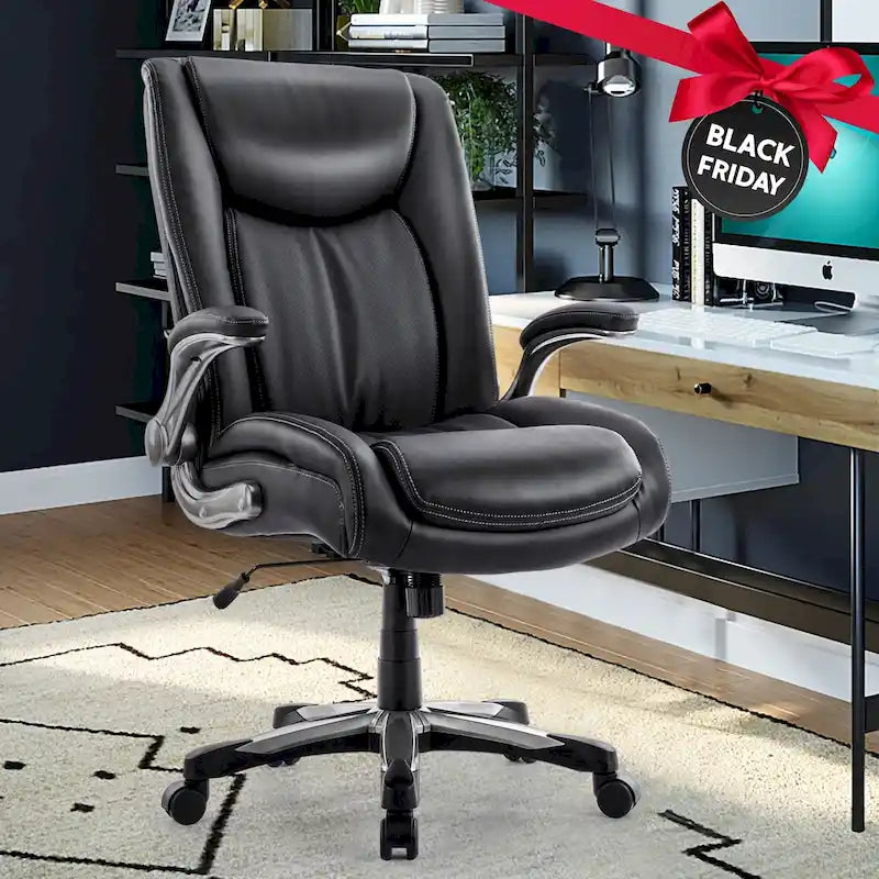 Large Heavy Duty High Back Executive Computer Office Desk Chair Flip-up Arms Wide Thick Seat for Home Office 400LBS 38