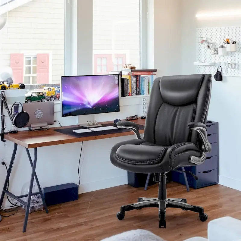 Large Heavy Duty High Back Executive Computer Office Desk Chair Flip-up Arms Wide Thick Seat for Home Office 400LBS 2