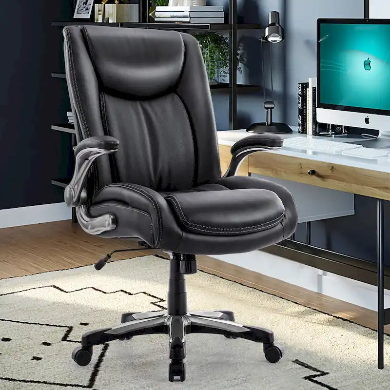 Large Heavy Duty High Back Executive Computer Office Desk Chair Flip-up Arms Wide Thick Seat for Home Office 400LBS 4