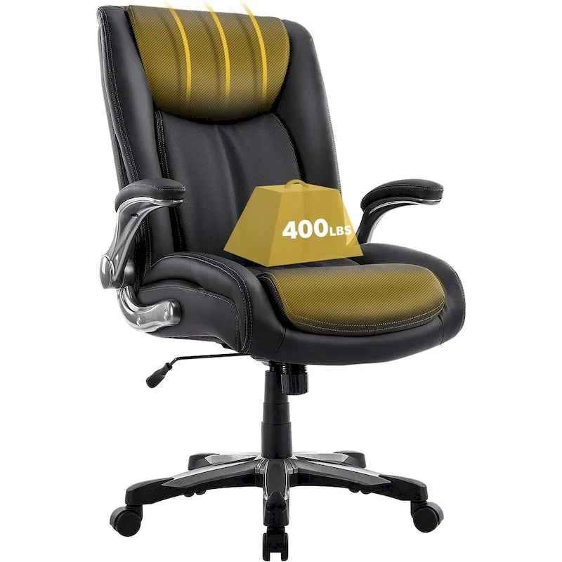Large Heavy Duty High Back Executive Computer Office Desk Chair Flip-up Arms Wide Thick Seat for Home Office 400LBS 5