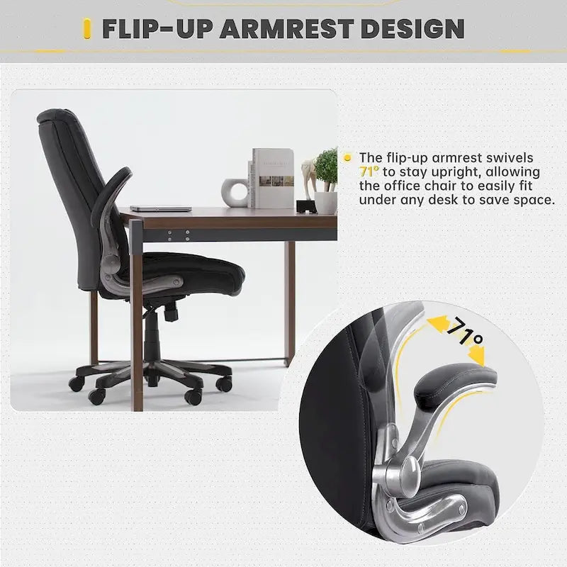 Large Heavy Duty High Back Executive Computer Office Desk Chair Flip-up Arms Wide Thick Seat for Home Office 400LBS 24