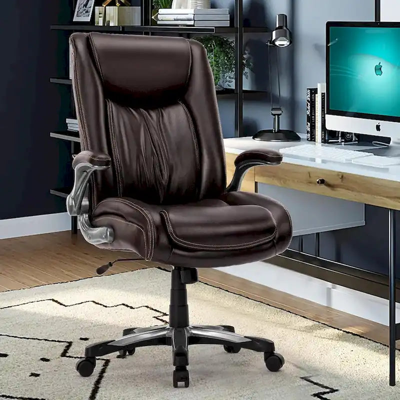 Large Heavy Duty High Back Executive Computer Office Desk Chair Flip-up Arms Wide Thick Seat for Home Office 400LBS 28