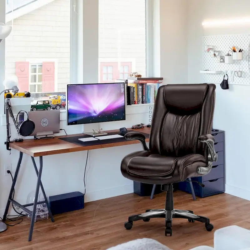 Large Heavy Duty High Back Executive Computer Office Desk Chair Flip-up Arms Wide Thick Seat for Home Office 400LBS 29