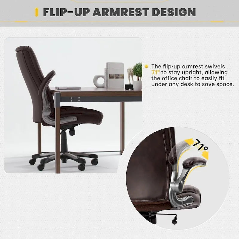 Large Heavy Duty High Back Executive Computer Office Desk Chair Flip-up Arms Wide Thick Seat for Home Office 400LBS 33
