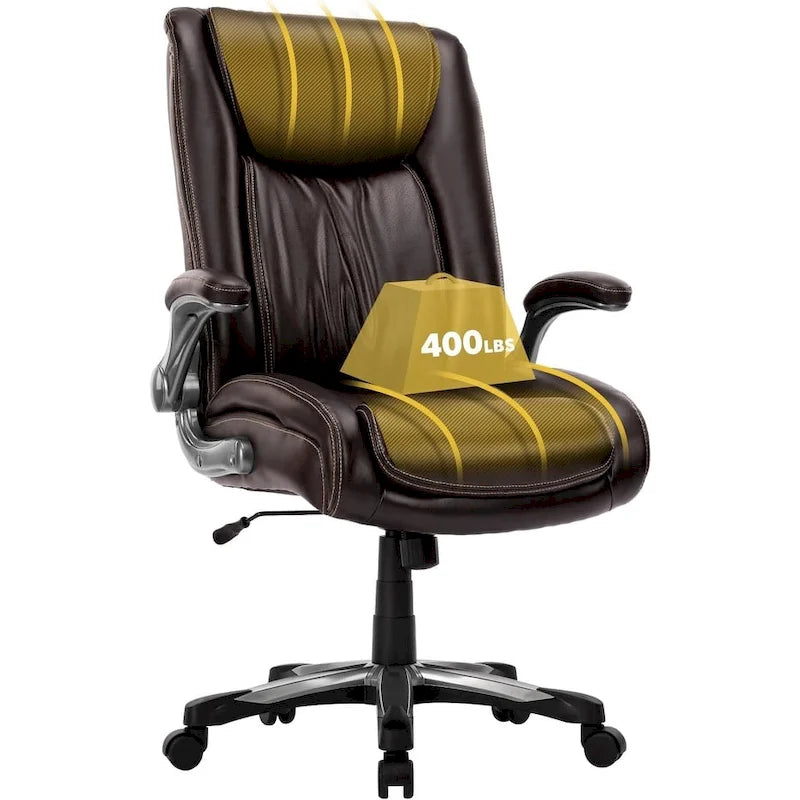 Large Heavy Duty High Back Executive Computer Office Desk Chair Flip-up Arms Wide Thick Seat for Home Office 400LBS 36