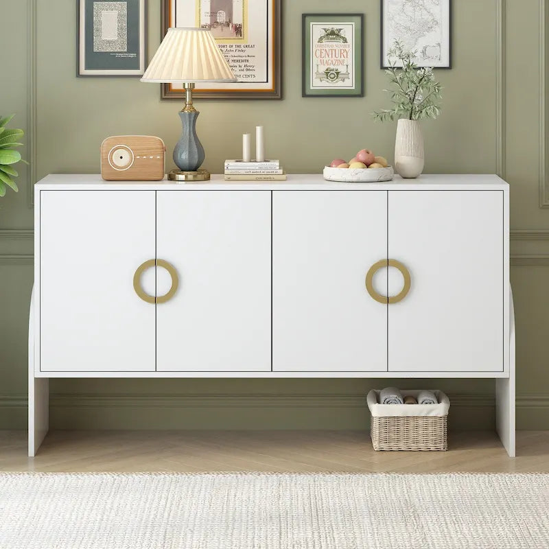 Four-Door Metal Handle Storage Cabinetd for Living room Bedroom 6
