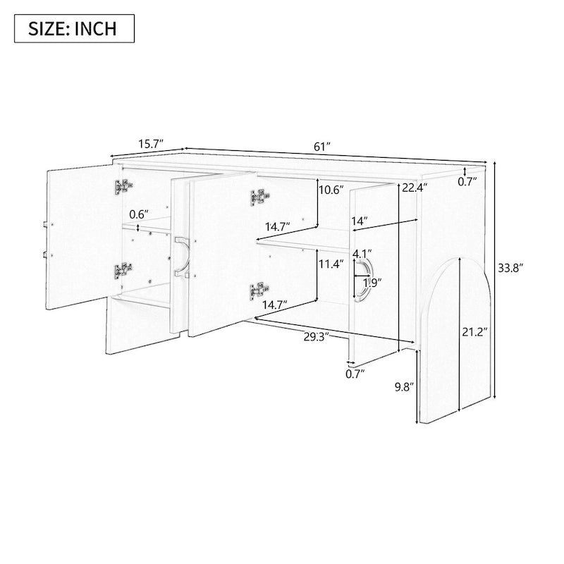 Four-Door Metal Handle Storage Cabinetd for Living room Bedroom 4