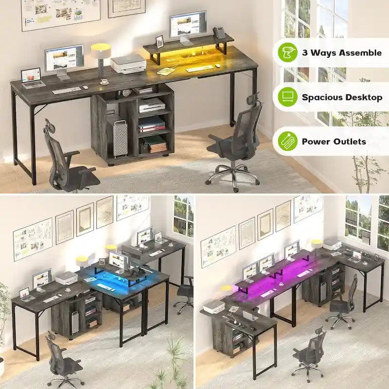 58.3 L-Shaped Gaming Desk with Storage Cube, Office Computer Table with USB Ports and LED Lights 11