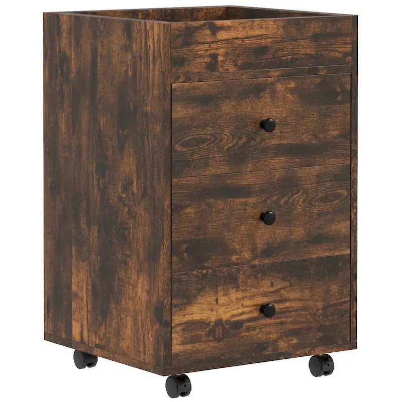 HOMCOM 3 Drawer Home Office Storage Cabinet, Office Drawer on Wheels with Removable Tray, Under Desk Printer Stand with Storage 20