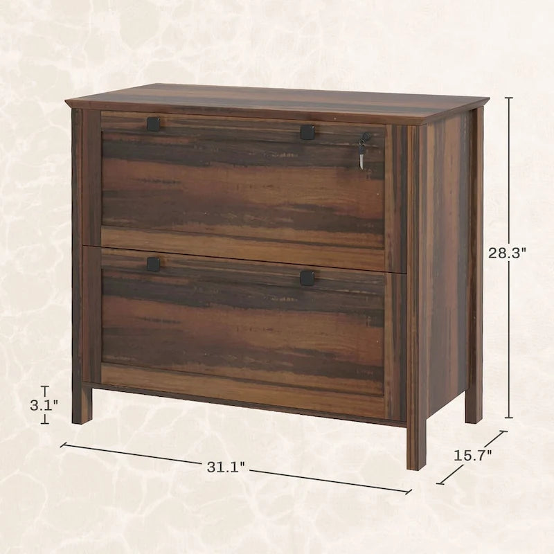HOMCOM Lateral File Cabinet with 2 Drawers for Home Office, Filing Cabinet with Lock, Adjustable Hanging Bar for Letter, A4 14