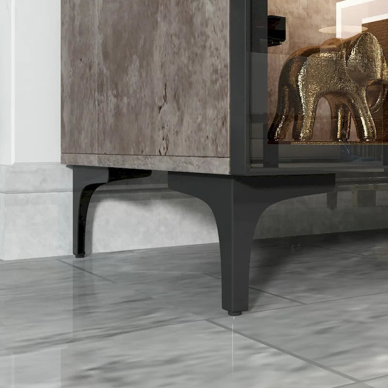 Display Storage Cabinet Showcase with Glass Doors and LED Light 5