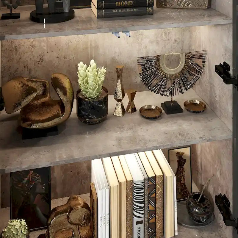 Display Storage Cabinet Showcase with Glass Doors and LED Light 6