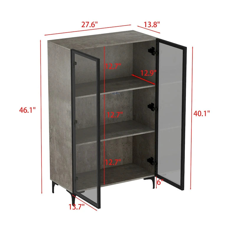 Display Storage Cabinet Showcase with Glass Doors and LED Light 17