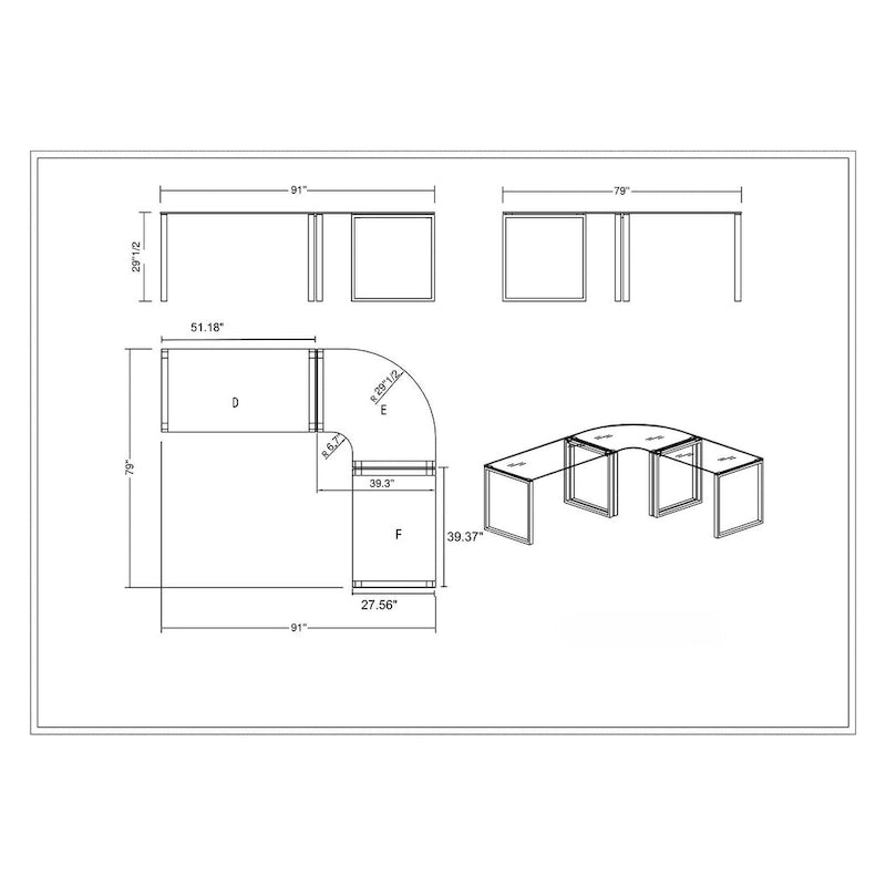Somette Contemporary L-Shaped Computer Desk Set (Set of 3) 9
