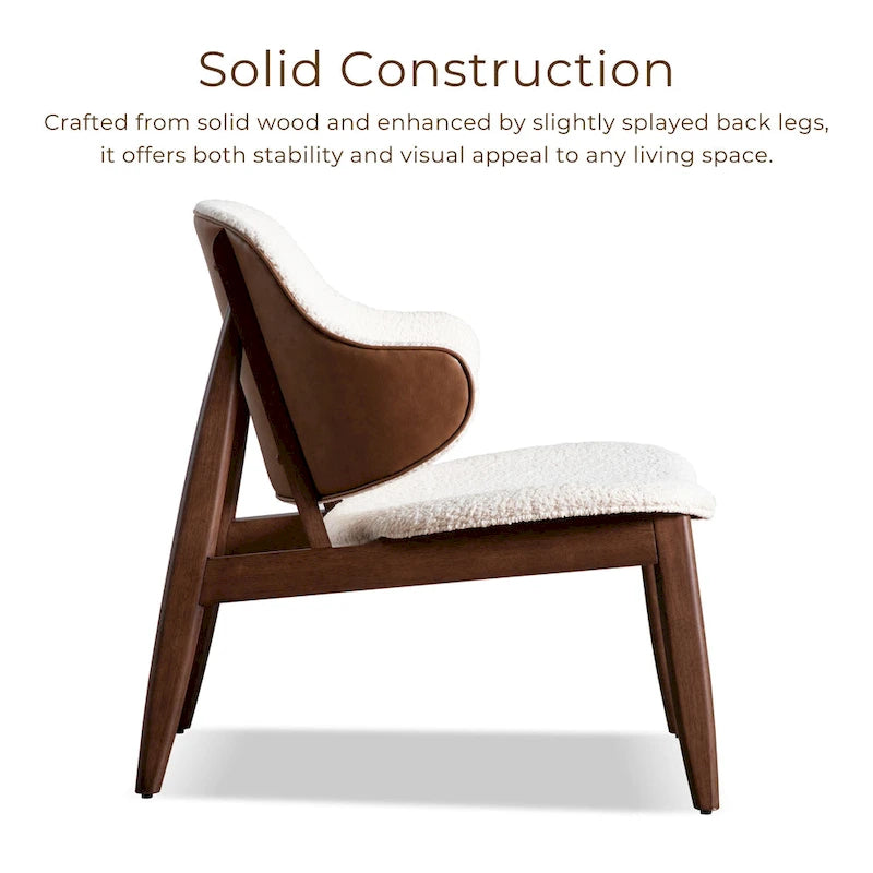 Furniture of America Beck Mid-century Modern Boucle Wingback Walnut Accent Chair 3