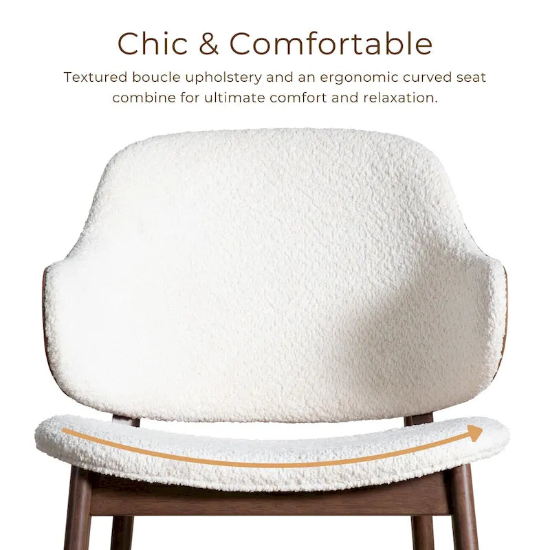 Furniture of America Beck Mid-century Modern Boucle Wingback Walnut Accent Chair 4