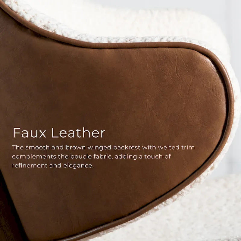 Furniture of America Beck Mid-century Modern Boucle Wingback Walnut Accent Chair 6