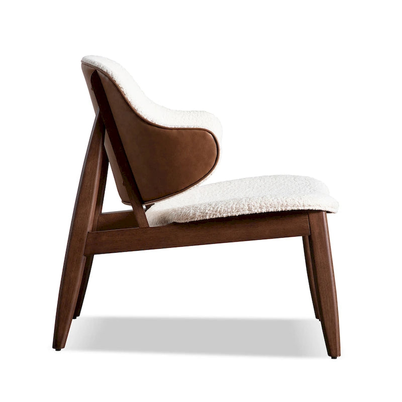 Furniture of America Beck Mid-century Modern Boucle Wingback Walnut Accent Chair 17